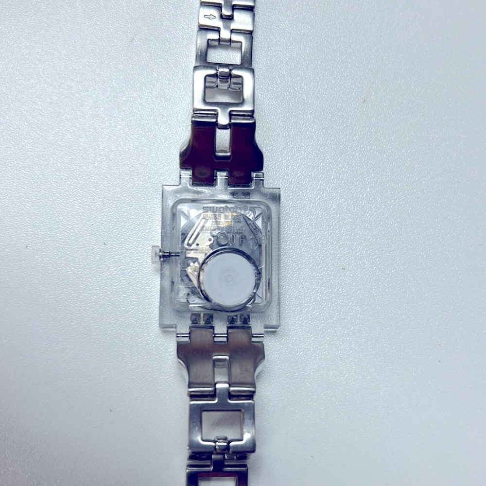 Swatch Silver Rhinestone Rectangular Watch - Picture 3 of 3